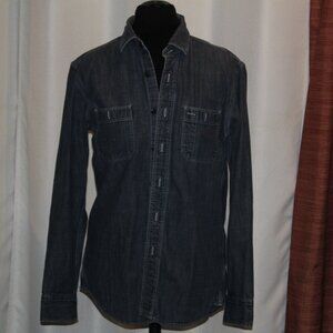 Blue Denim Casual Button Down Long Sleeve Shirt Uniqlo Men’s Sz Medium